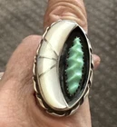 Native American Zuni sterling silver Turquoise MoP inlay ring Florentine Vintage