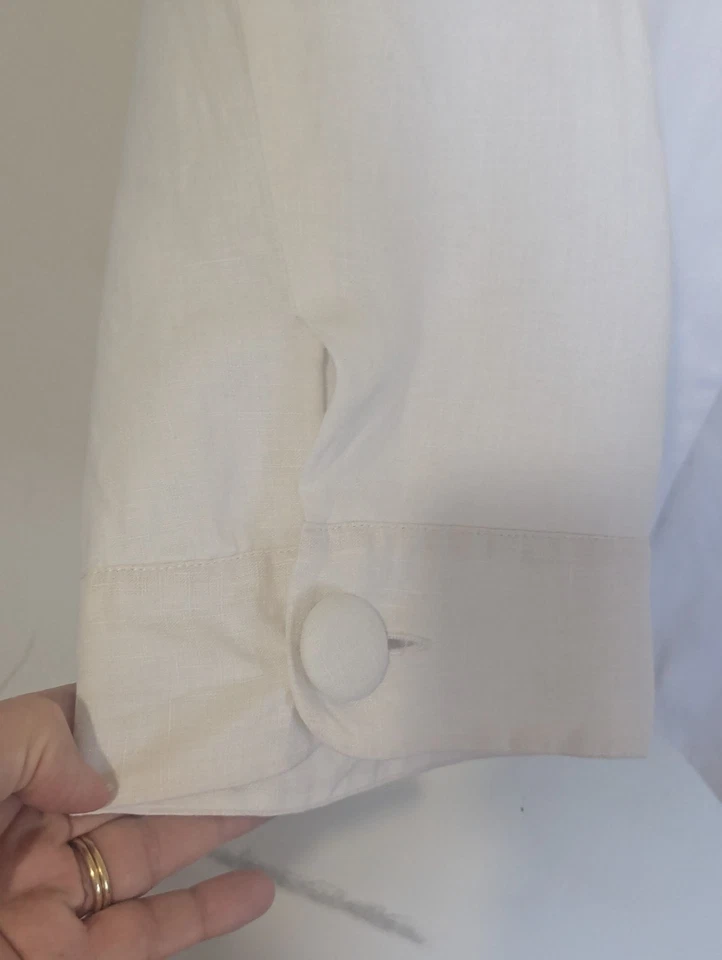 Chaqueta de Lino Spiegle Talla 18W Blanca De Gran Tamaño Estilo Mínimo Artístico Boho Chic Foto 4 de 4