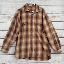 Vintage 80s Guess Jeans Plaid Flannel Shirt Mens XL Beige Brown White