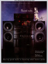 Bacardi Light Rum Stereo Speakers Music Night Vibe Vintage 1989 Advertisement