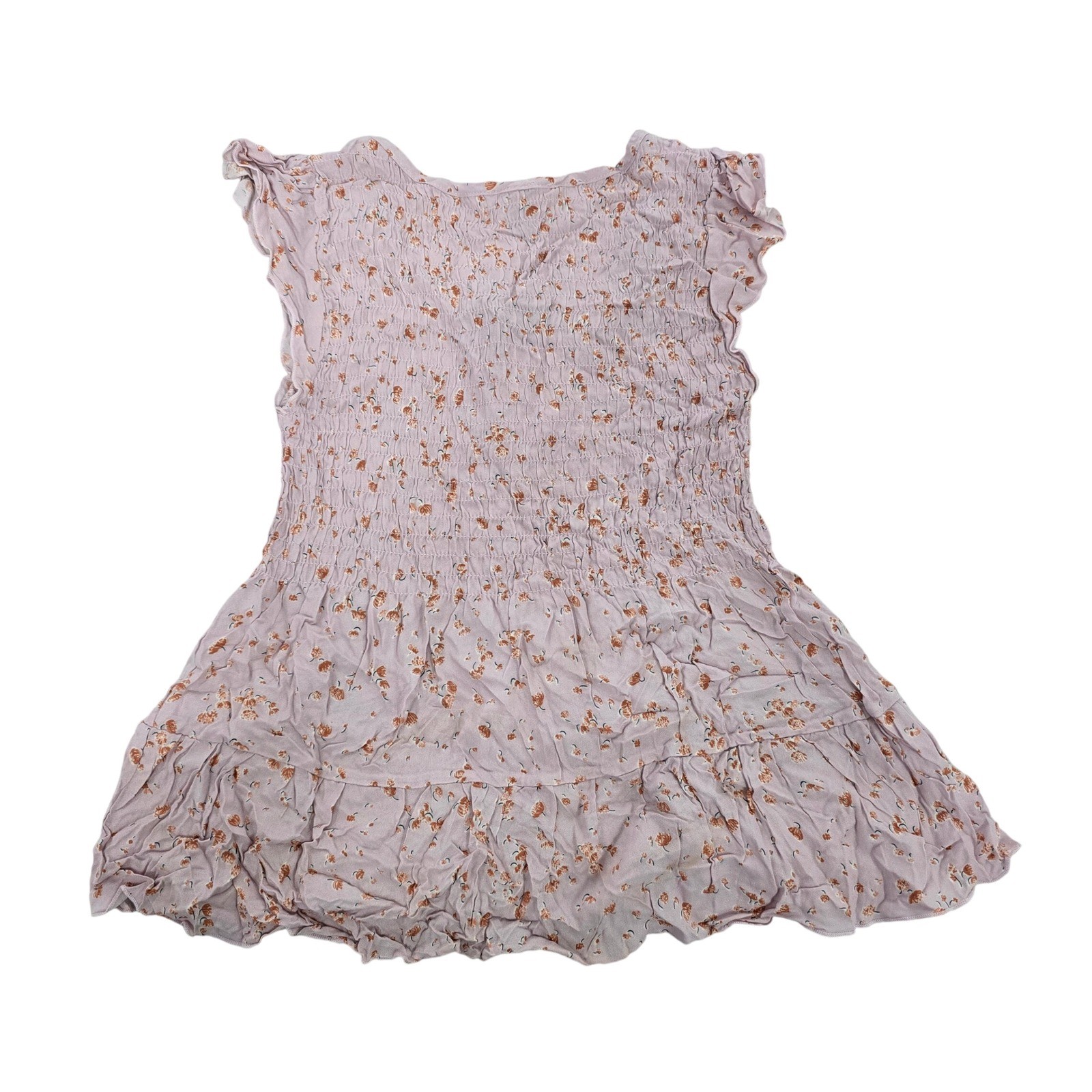 Sacred Threads Boho Floral Smocked Top OS Pink Ruffle Hem Peasant Blouse NWT