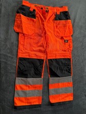Mens CAT MEN'S HI-VIS TRADEMARK WORK PANTS 34/30 HI VIS Orange