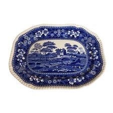 Vintage Spode England Blue Tower Large Oval Serving Platter Dish 14.5"  x 11"
