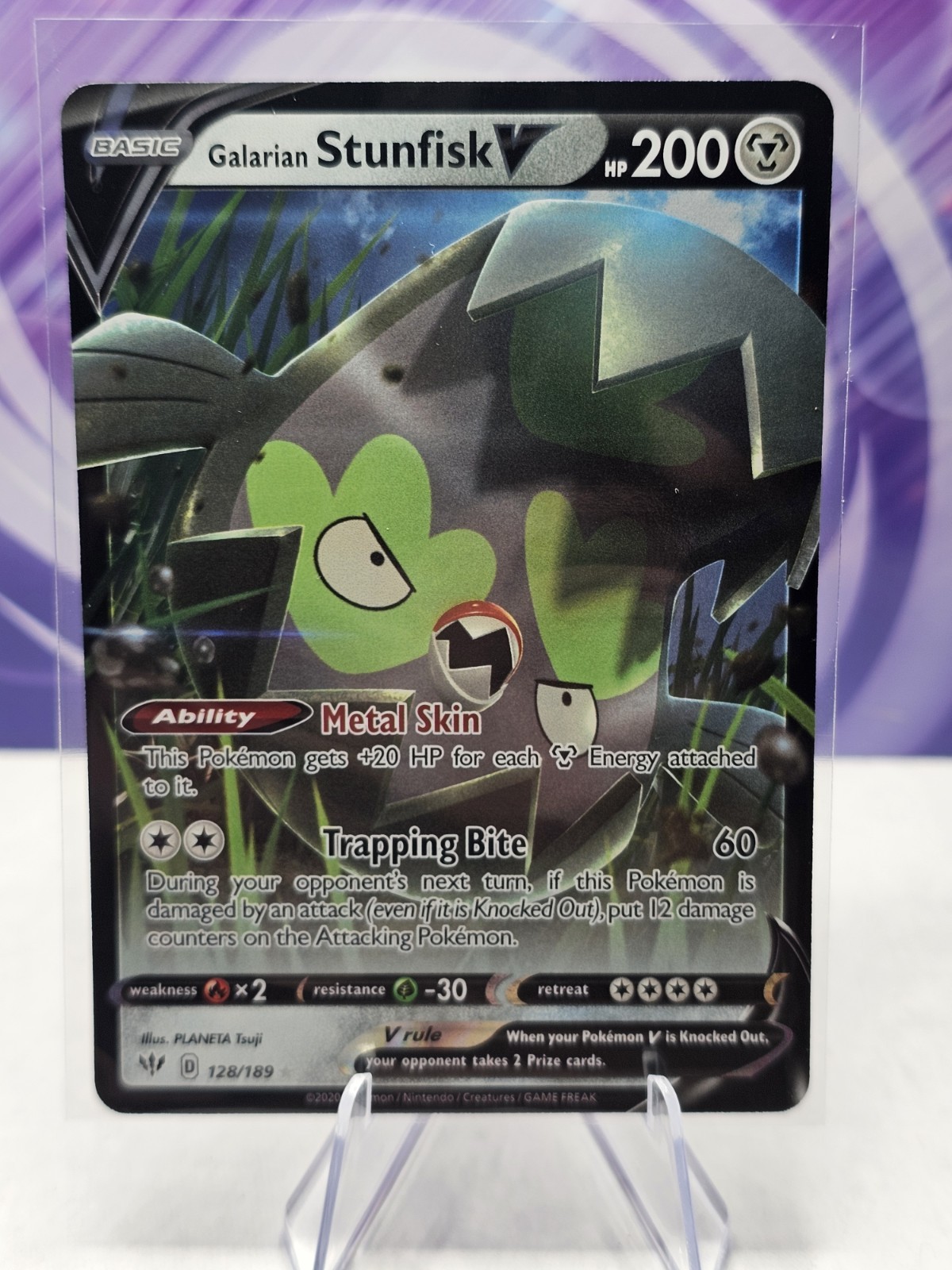 Galarian Stunfisk V 128/189 Swsh03: Darkness Ablaze Holo Pack Fresh - NM