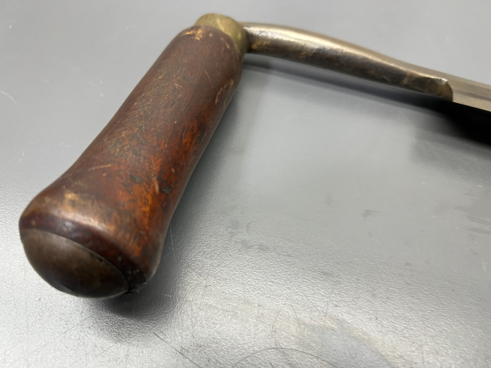 (F) VINTAGE ANTIQUE D.R. BARTON 10" CURVED BLADE DRAW KNIFE - CLEAN! - USA