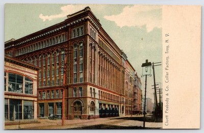Troy NY Cluett Peabody Collar Company~Unusual ''Flat'' Street Light~Shea Postcard