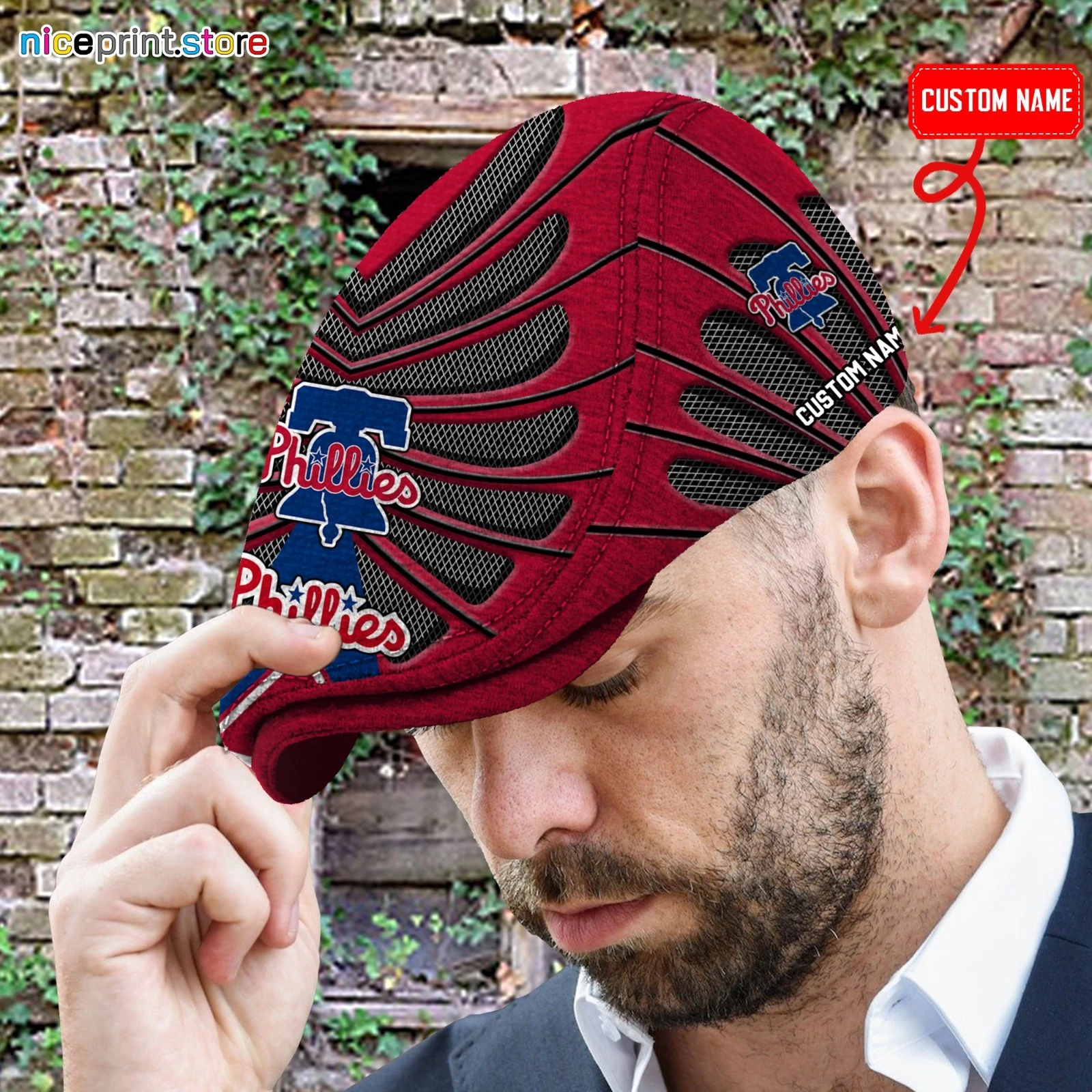 Philadelphia Team Phillies Jeff Cap Custom Jeff Cap Driving Cap Golf Cap