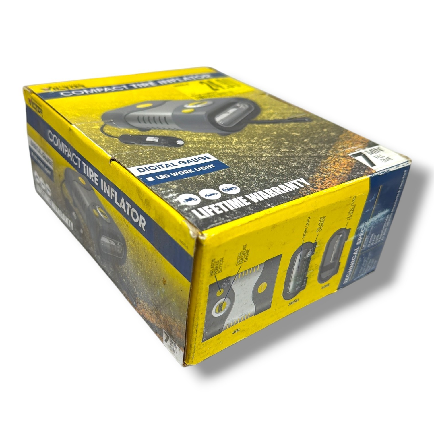 *Victor 16020-8 Compact 12V Car Tire Inflator, Led Work Light -New In Box