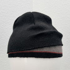 1 of 1 Distressed Black Red Stripe Beanie Hat...