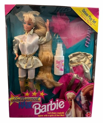 Vintage 1993 Barbie Hollywood Hair Deluxe Playset NRFB Mattel Long Hair Doll