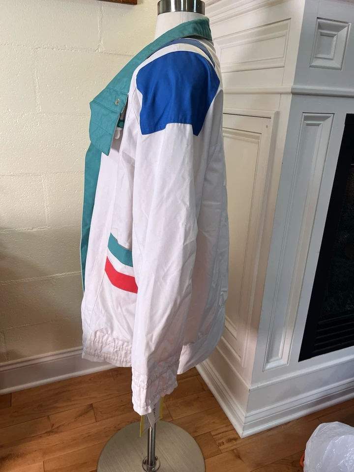 Nuevo Con Etiquetas Chaqueta De Colección Mulberry Street Mujer L Color Bloque Años 80 Retro Cremallera Completa Foto 3 de 4