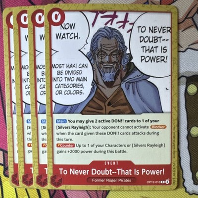 One Piece TCG To Never Doubt--That Is Power! OP12-016 Regular x4 Bandai English