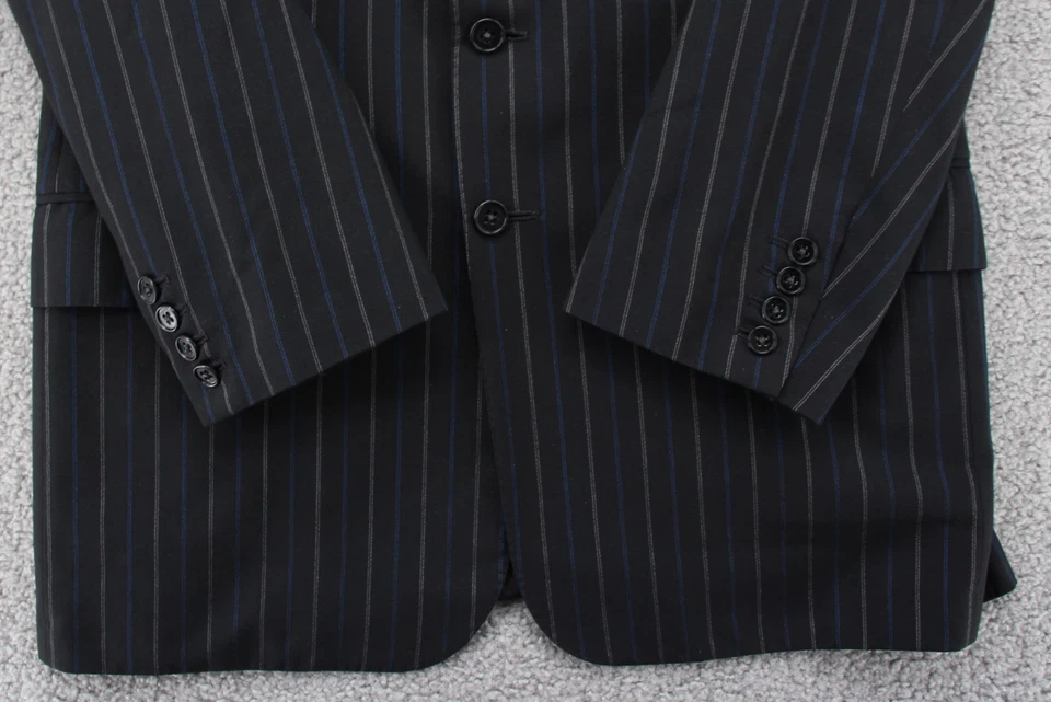 Ralph Lauren Traje Etiqueta Púrpura Chaqueta Hombres 42 R Negro Rayas Lana Cachemira Blazer Foto 4 de 4
