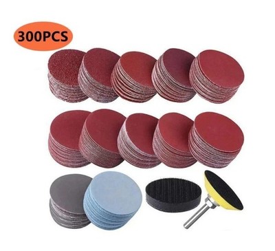 300 Stck. 2 Zoll 80-3000er Körnung Schleifscheiben Schleifpapier Pads für Bohrer Nass Trocken Haken Schleife