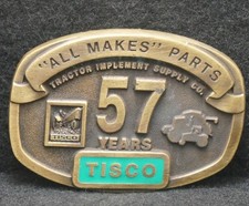XA19138 NOS VINTAGE 1994 TISCO TRACTOR IMPLEMENT SUPPLY FARMING BELT BUCKLE
