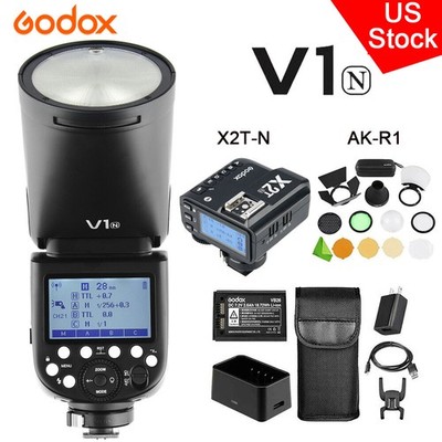 US Godox V1-N 2.4G TTL HSS Speedlite Flash+X2T-N Trigger +AK-R1 Kit For Nikon