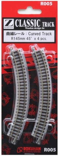 Spin Track R145 Rokuhan R005 Classic Track Curved Track R145-45 deg 4 pcs Z Scale w ...