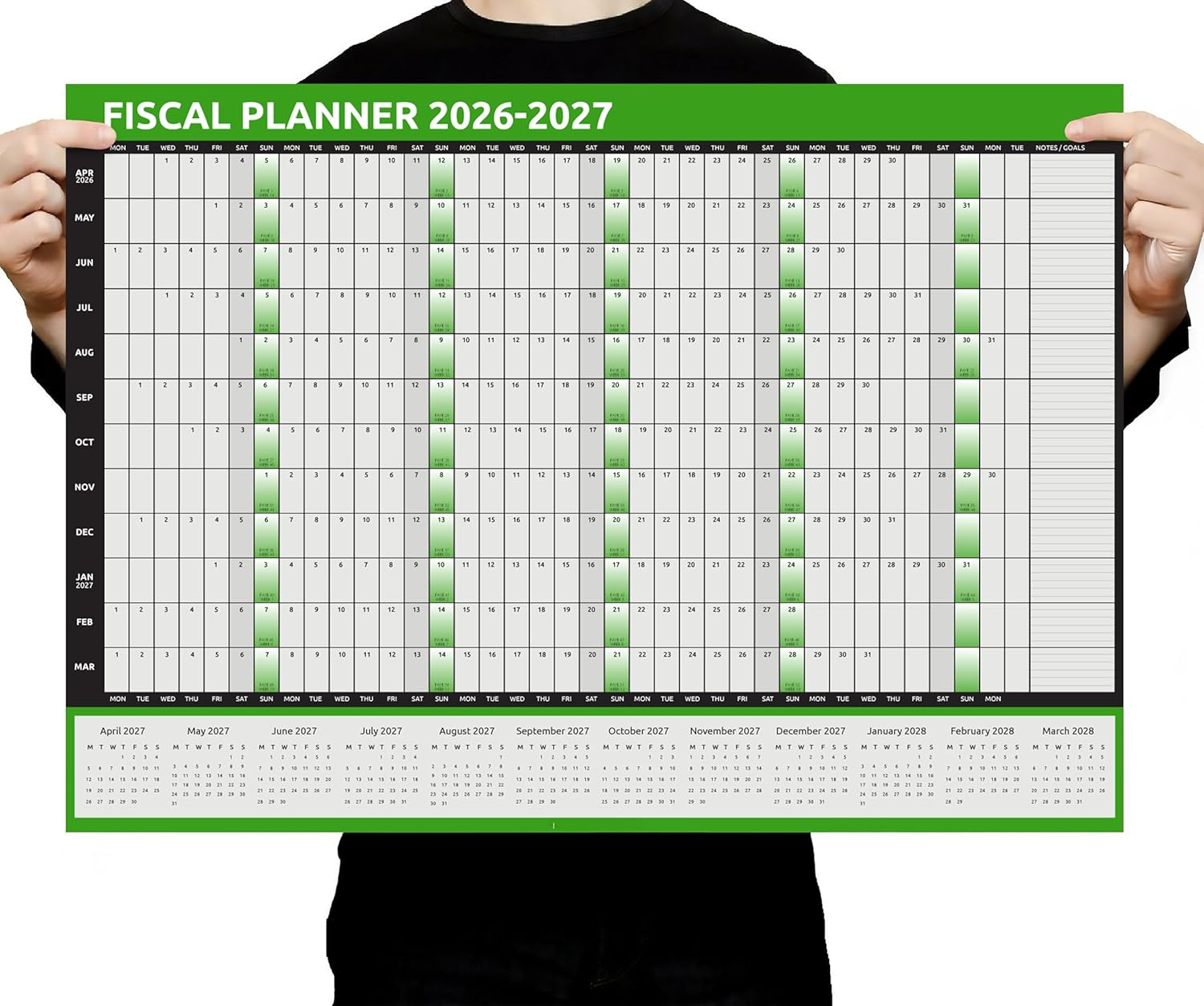 2026 2027 Wall Planner A2 - Fiscal Academic Calendar Size 42.0 X 59.4Cm - Full Y