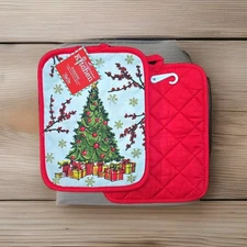 Christmas Tree Holly Potholder Set Kay Dee Winter Wishes Pattern NWT