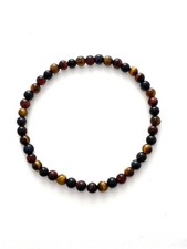 Natural Multicolor Tiger's Eye 7.25" 4mm Bead Bracelet w/Stretch Cord