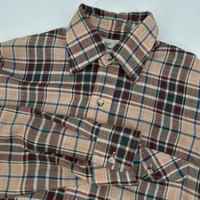 Jeans Joint Mens Vintage Sears Plaid Button Down Shirt Tan Small Grunge Cabin