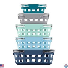 Ello Duraglass Meal Prep Set - Leak-Proof Glass Containers with Silicone Sleeves