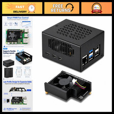 Raspberry Pi 5 Case Kit with Active Cooling, Large Space for HATs NVMe, Full P