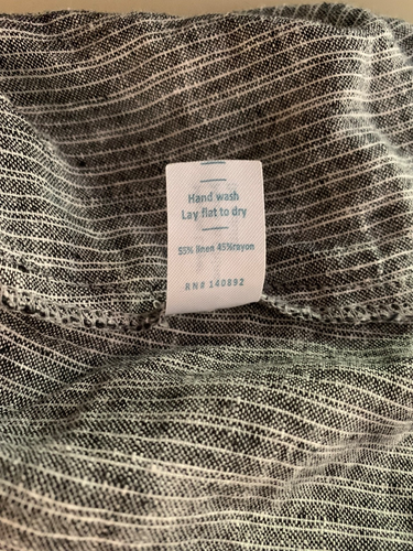 Marine Layer Small Tory Stripe Tank Linen Blend Dark Gray White V Neck EUC - Picture 5 of 7