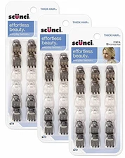 Scunci Mini Thick Hair Jaw Clips 18 Count, Pack of 3