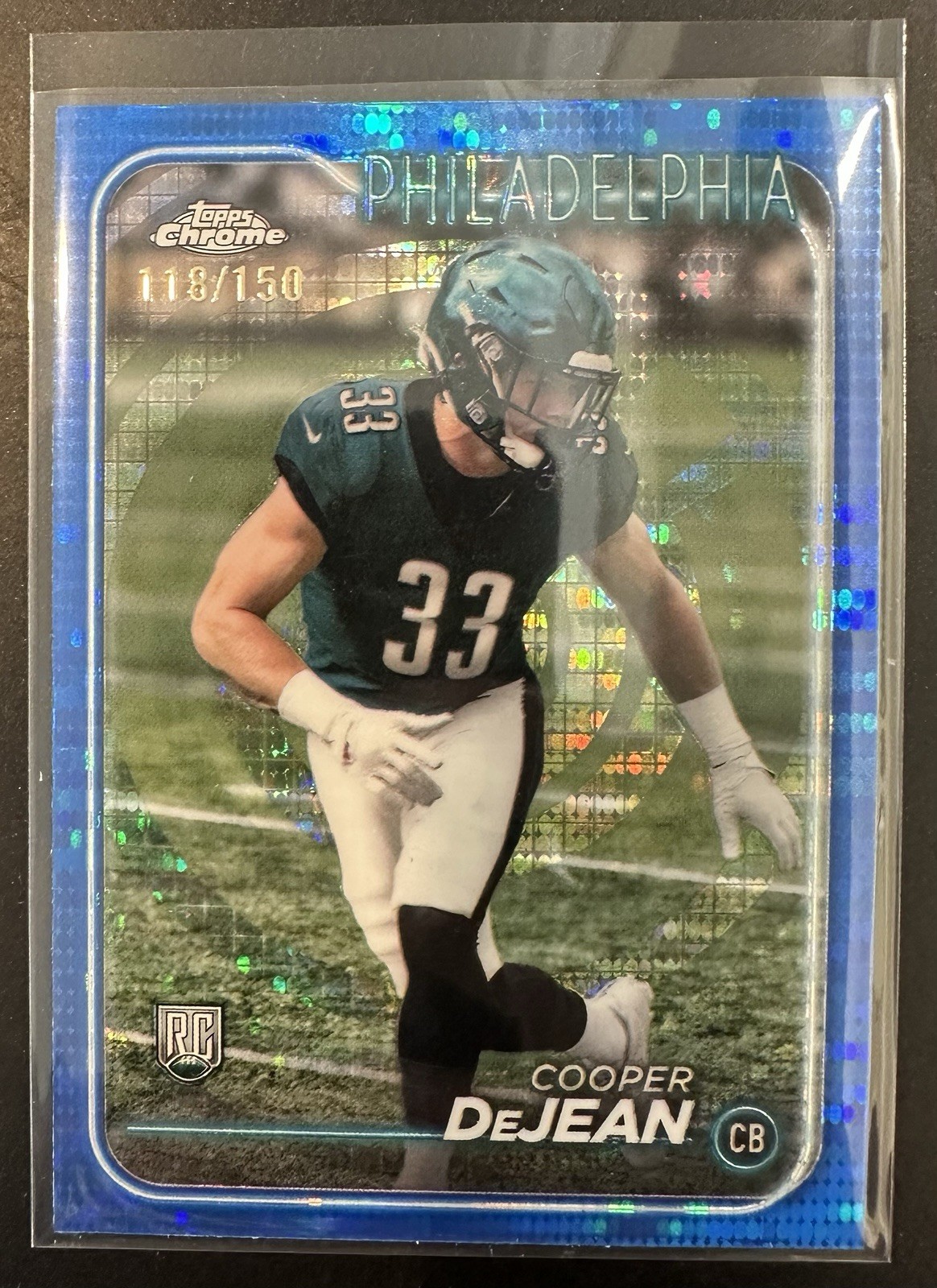 2024 Topps Chrome Cooper DeJean Blue Sonar Refractor /150 RC #232 Eagles