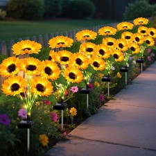 6 Pack with 36 Sunflower Lights,Solar Lights Outdoor Garden Decor,Solar Flowers