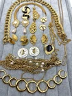 Lot Of Vintage Gold Tone Jewelry Necklace Bracelet Brooches Estate Lot