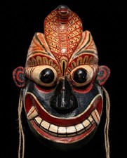 Unique Handcrafted 10 inch Wooden Demon Devil Mask from Sri Lanka Traditional