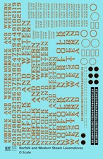 K4 O Scale Decals Norfolk and Western Steam Locomotive Bronze Gold