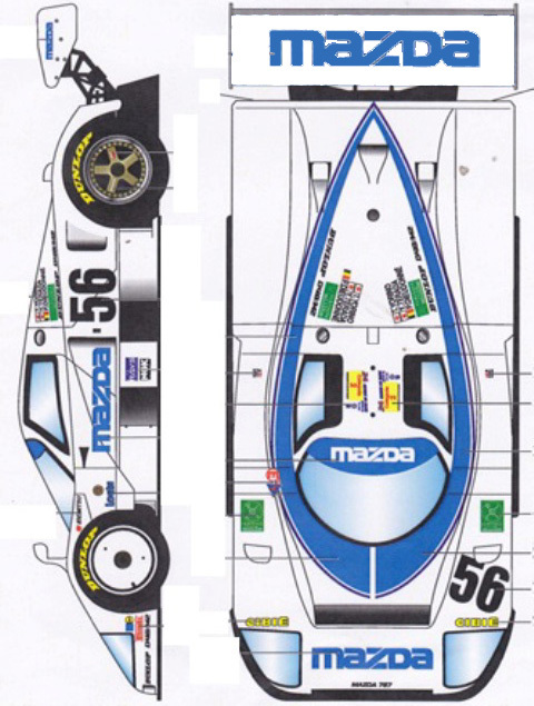 56 Mazda 787 Le Mans 1991 1/25th - 1/24th Scale WATERSLIDE DECALS