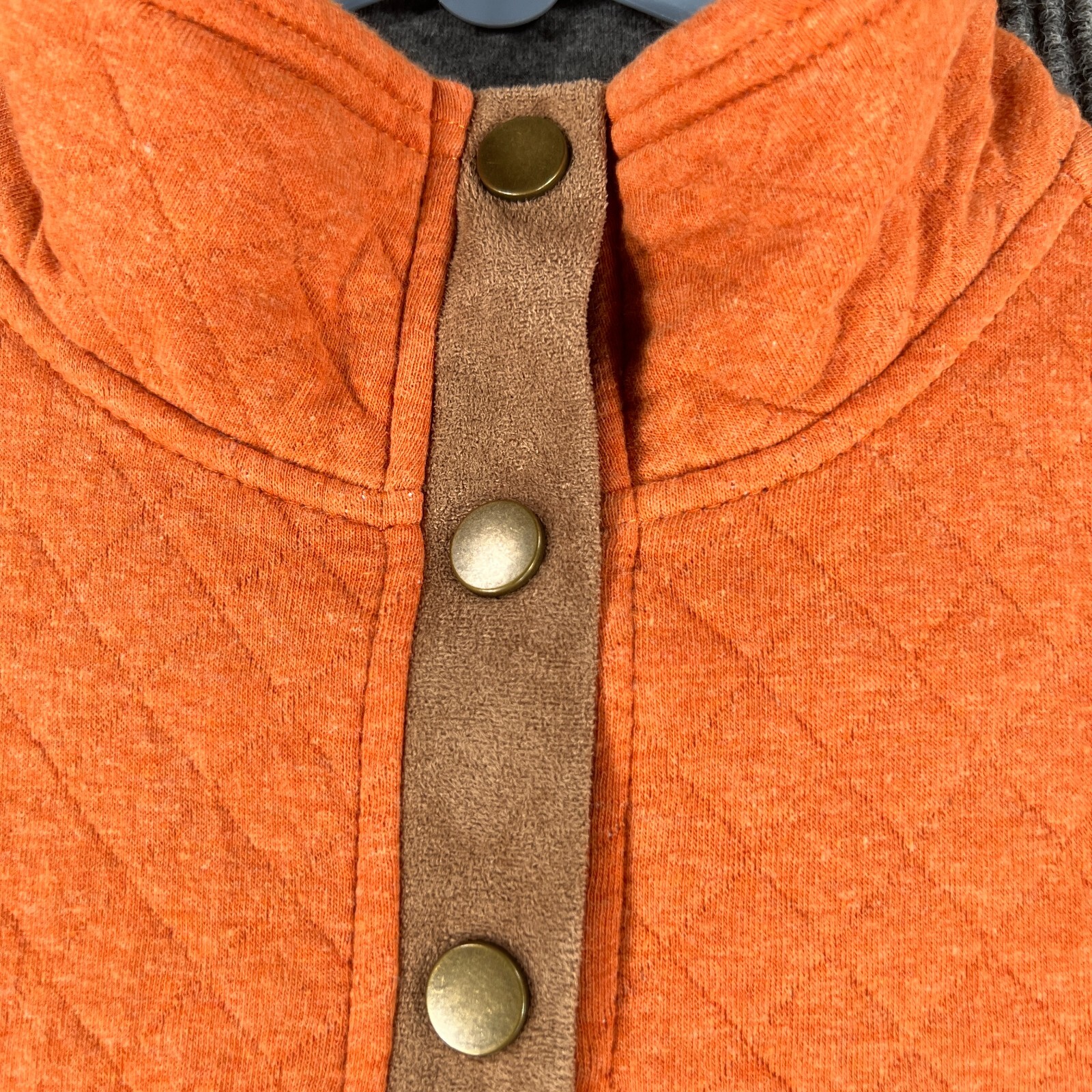 Marley Lilly Sweatshirt Womens XS Extra Small Orange Long Sleeve 1/4 Snap Casual