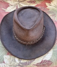 Henschel Hatquarters Brown Leather Braided Band Fedora Cowboy Hat Men Large