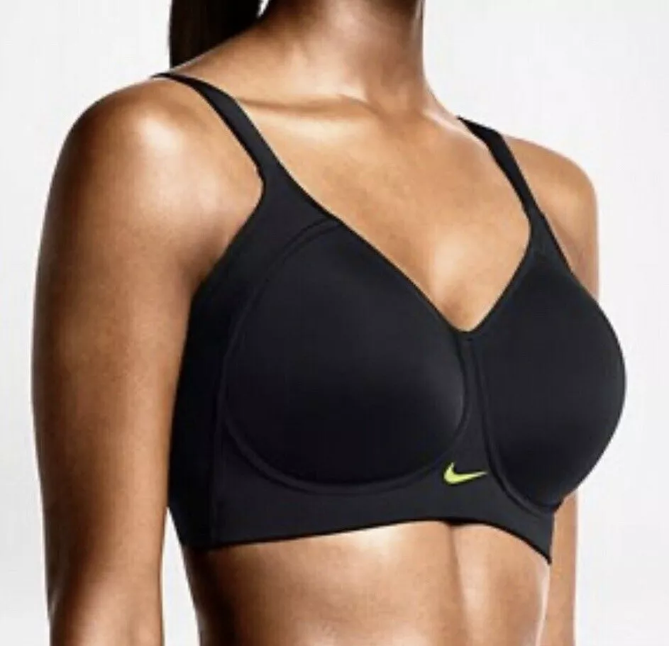 Nike Pro Hero Sport Bra 32C 32 C Black High Impact Support Straight Wireless