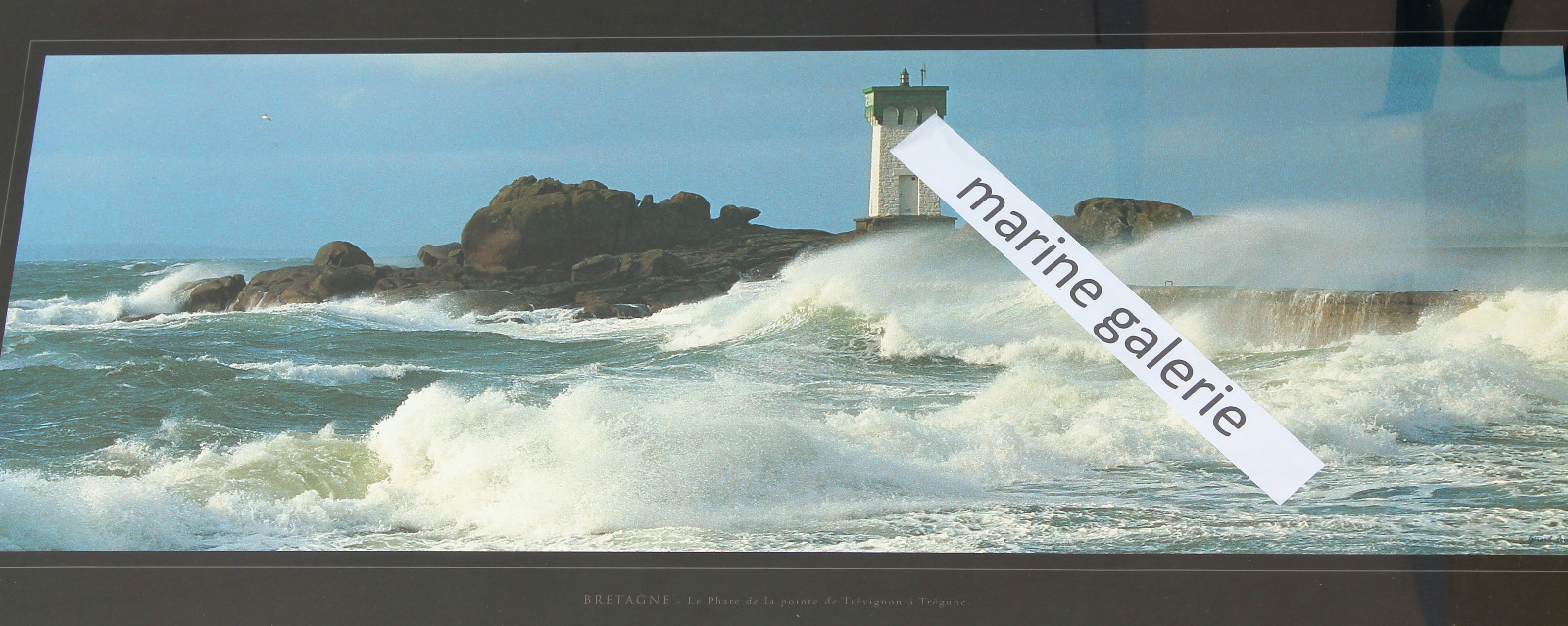 Tableau Panoramique Tempête en Bretagne 67cm | Poster Photo Phare Mer Déchaînée