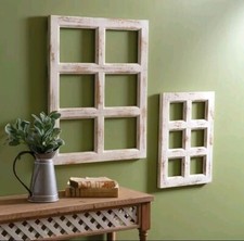 Set of Two Whitewashed Window Frames Wall Decor