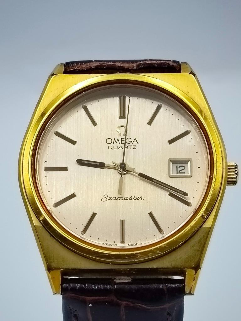 Auth Omega Seamaster Gold-Plated 35mm Cal.1342 Swiss Quartz Auth Omega Seamaster Gold-Plated 35mm Cal.1342 Swiss Quartz