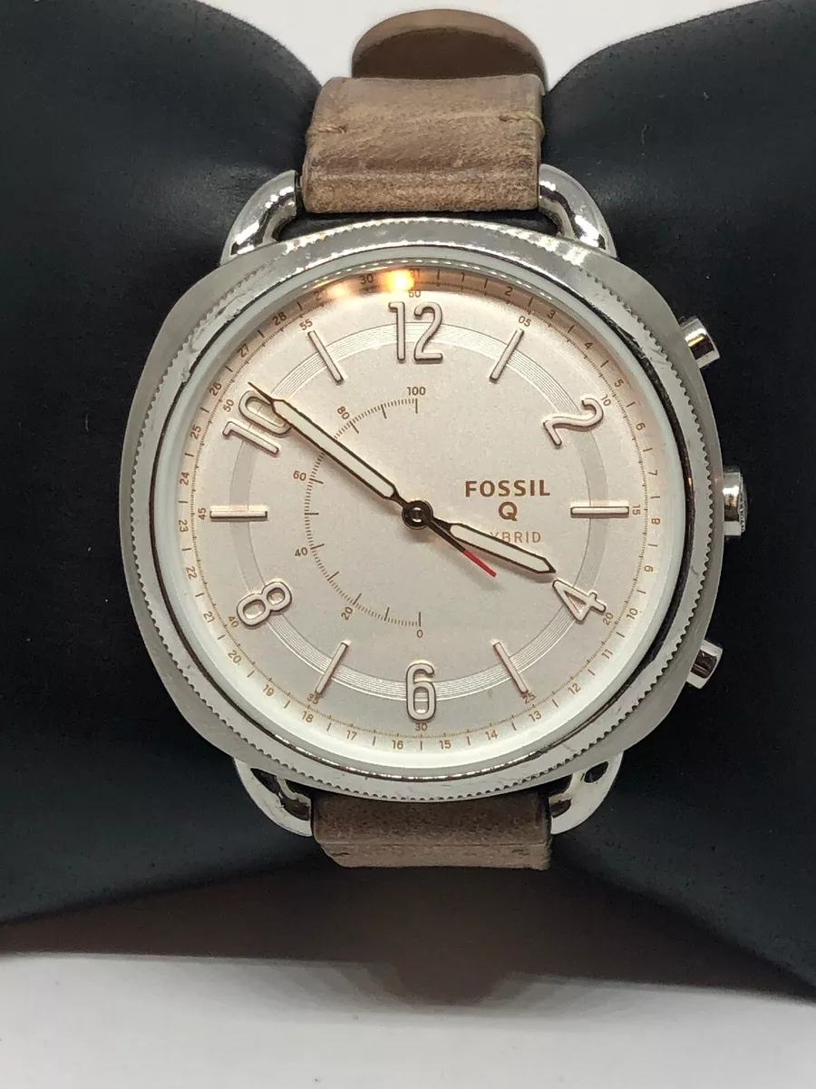 Fossil Q FTW1200 Womens Sand Leather Analog Silver Dial Hybrid Smart Watch CM282