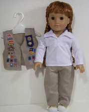 3pc Khaki Cadette Cadet Scout Uniform Doll Clothes For 18 American Girl (Debs*)