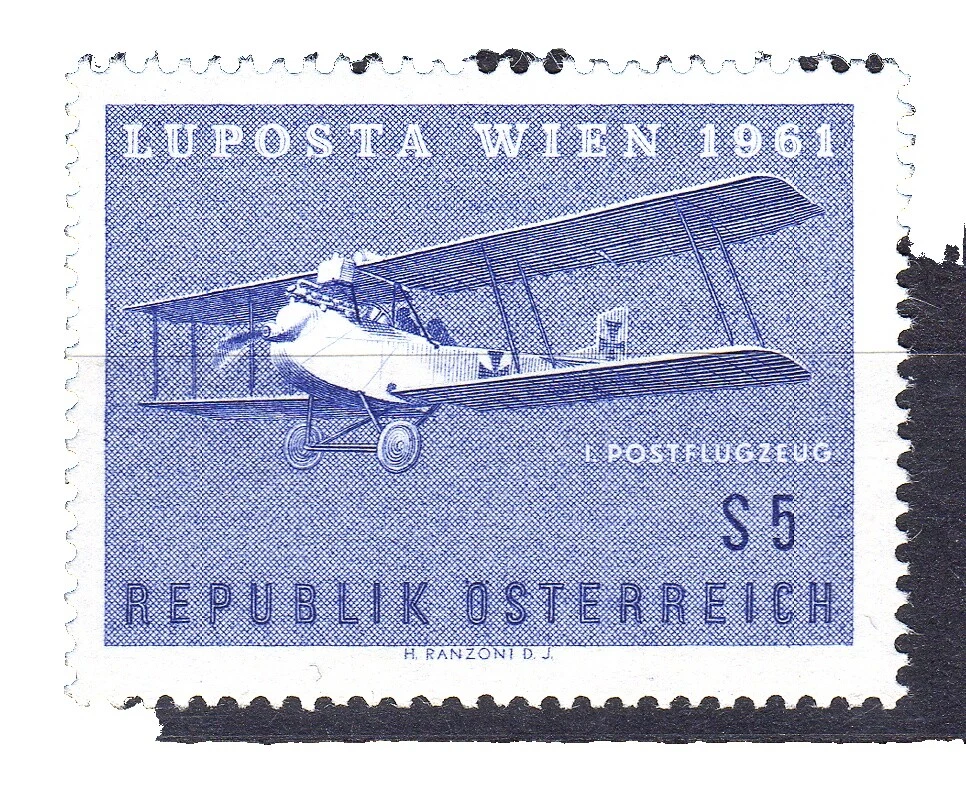 Estampillas austriaco multicolor aviación
