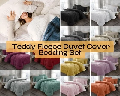 SOFT & COZY Teddy Fleece Duvet Cover with Pillow Case Soft,Cozy,Warm Thermal Bedding Sets