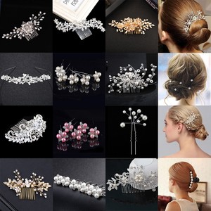 Flowers Wedding Hair Pins Comb Bridal Clips Gold Silver Crystal