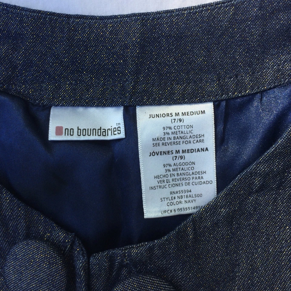 No Boundaries Juniors Medium 7/9 Jacket Cropped Blue Gold Flecks Top S/S - Image 2 of 4