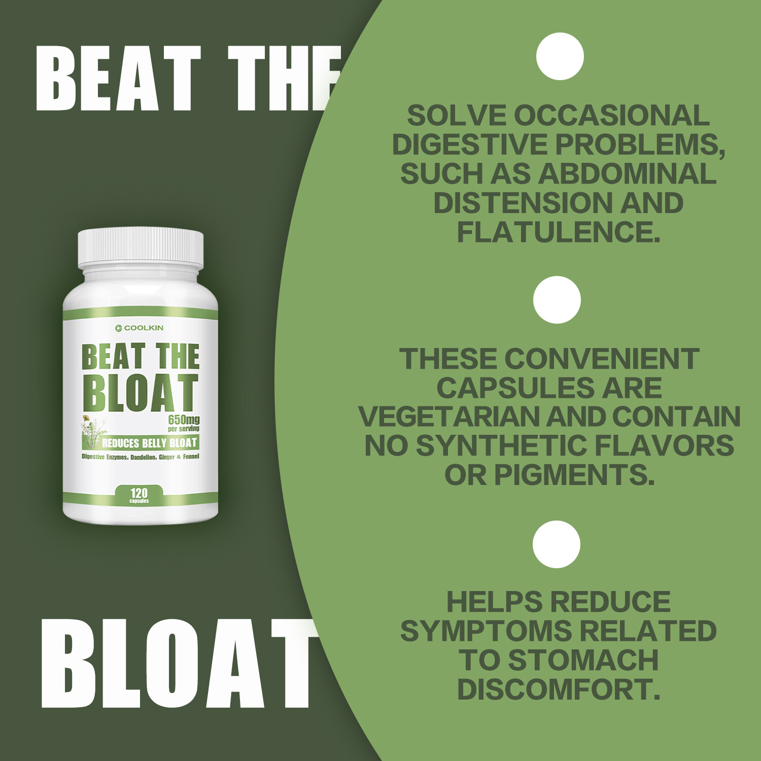 Beat The Bloat - Enzima digestivo, tarassaco, gas, sollievo dalla stitichezza, salute dell'intestino foto 4