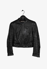 Genuine Emporio Armani Women Leather Black Jacket sz M/L IT42 H1053