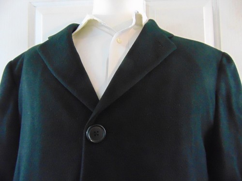 Burberry London 42R USA 100% Lambswool Dark Gray Black Button Front Overcoat - Picture 2 of 9